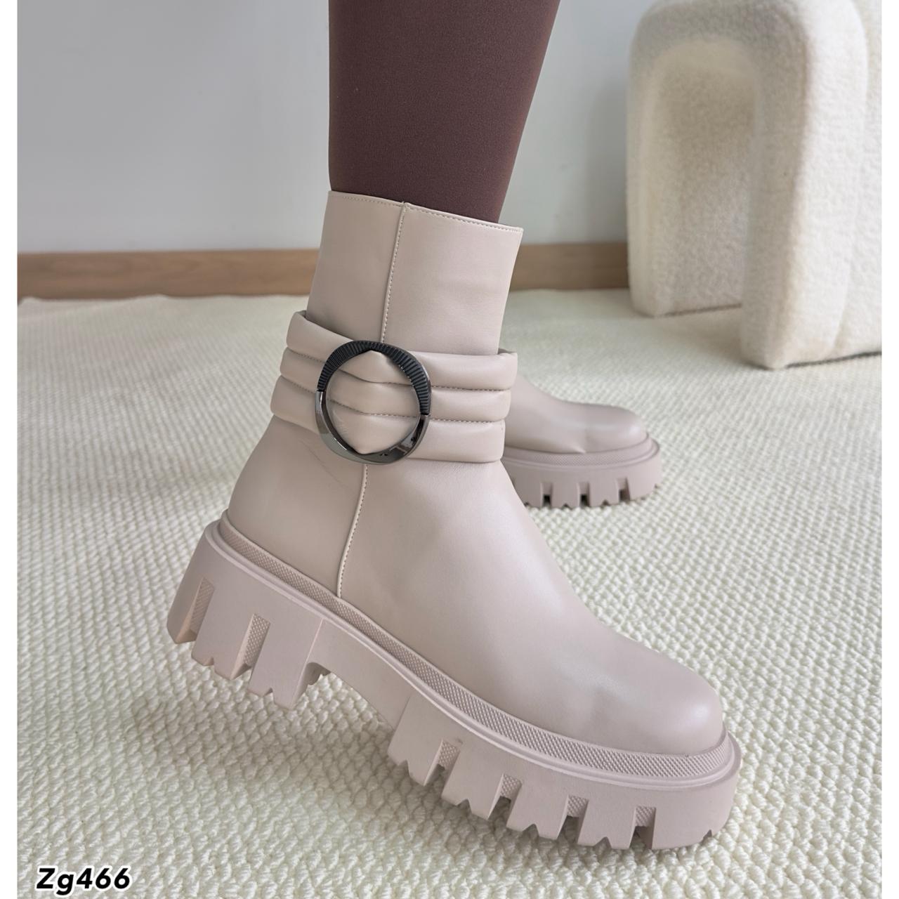Botin beige aplique tacon 5cm 7692-H353 C-F